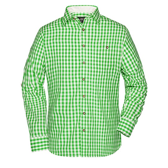 Koszula Meska Bawelniana w Krate JN638 - Green & White
