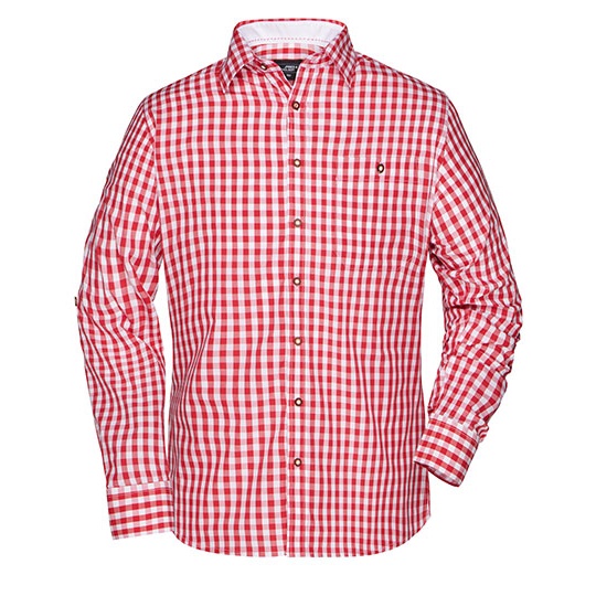 Koszula Meska Bawelniana w Krate JN638 - Red & White