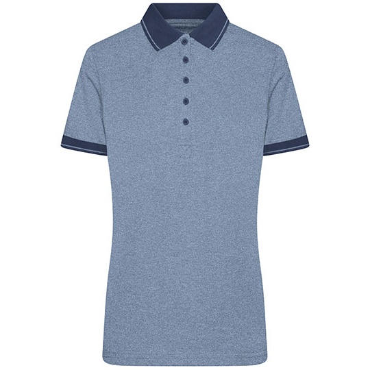 Damska Koszulka Polo Slim Fit Melange JN705 - Blue Melange & Navy