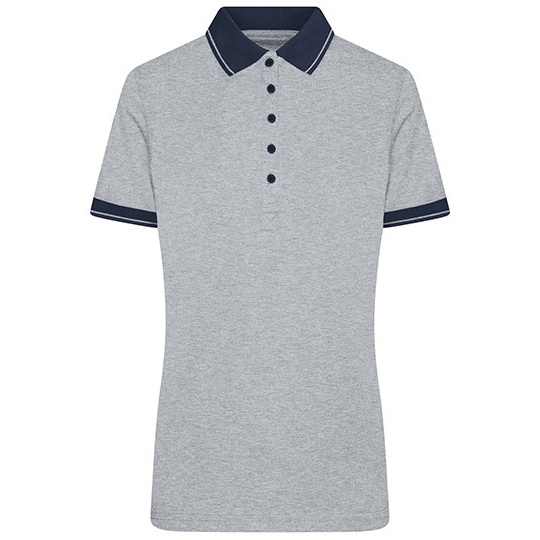 Damska Koszulka Polo Slim Fit Melange JN705 - Grey Heather & Navy