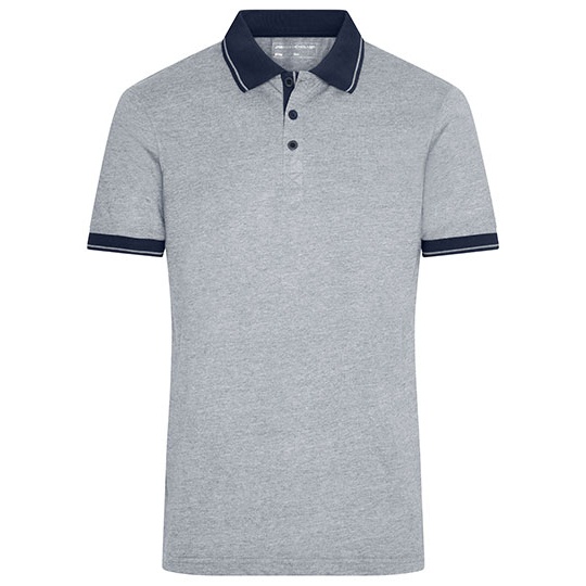 Meska Koszulka Polo Klasyczna Melange JN706 - Grey Heather & Navy