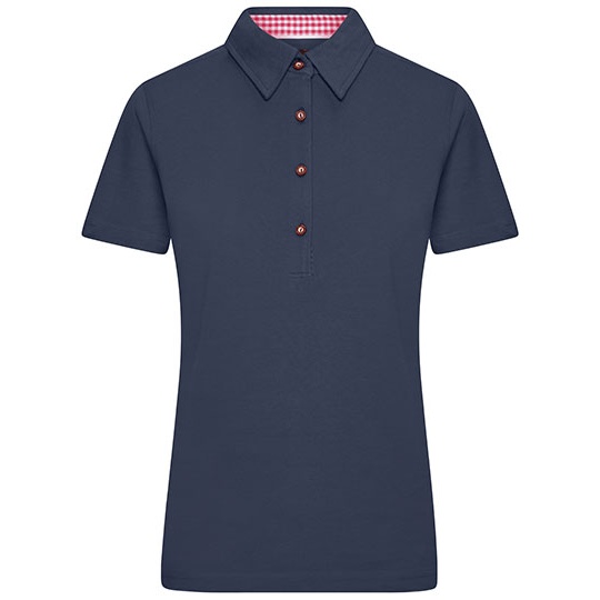 Damska Koszulka Polo Dopasowana Bawelniana JN715 - Navy & Red