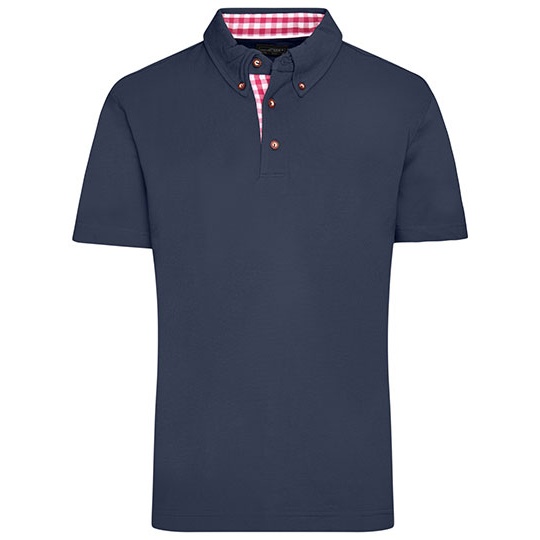 Koszulka Polo Męska Klasyczna Button-Down JN716 - Navy & Red