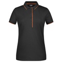 Koszulka Polo Damska Slim Fit Bawelniana JN727 - Black & Orange