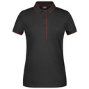 Koszulka Polo Damska Slim Fit Bawełniana JN727 - Black & Red