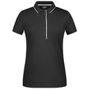 Koszulka Polo Damska Slim Fit Bawełniana JN727 - Black & Silver (Solid)