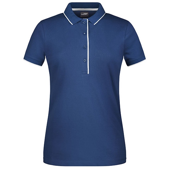 Koszulka Polo Damska Slim Fit Bawełniana JN727 - Navy & White