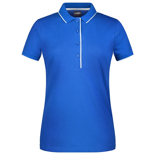 Koszulka Polo Damska Slim Fit Bawelniana JN727 - Royal & White