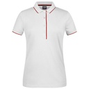 Koszulka Polo Damska Slim Fit Bawełniana JN727 - White & Red