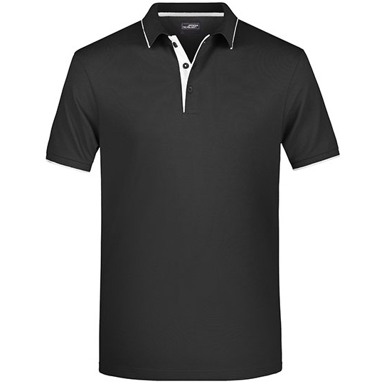 Koszulka Polo Męska z Kontrastem JN728 - Black & Silver (Solid)
