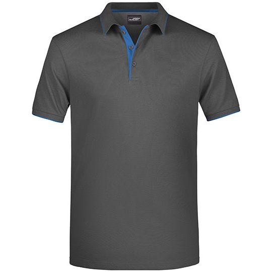 Koszulka Polo Meska z Kontrastem JN728 - Graphite (Solid) & Aqua
