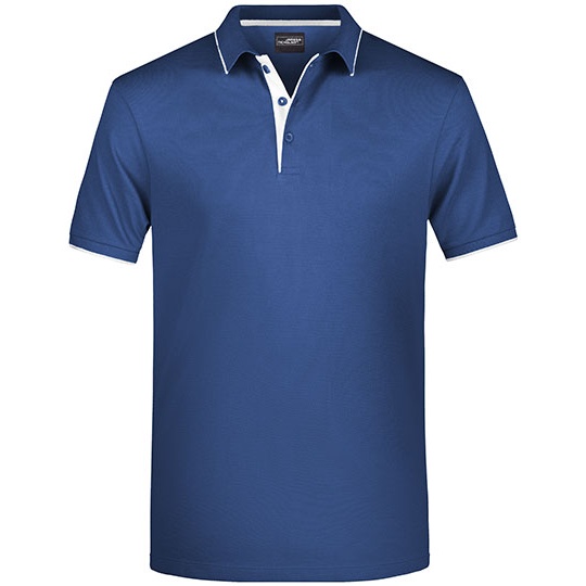 Koszulka polo męska w paski JN728 - Navy & White
