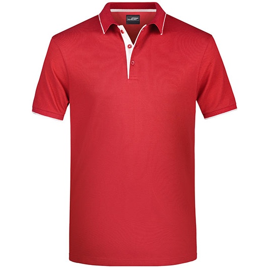 Koszulka Polo Meska z Kontrastem JN728 - Red & White