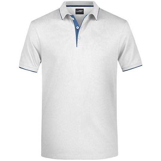 Koszulka Polo Meska z Kontrastem JN728 - White & Navy