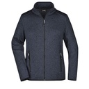 Damska Kurtka Polarowa Dzianinowa Slim JN761 - Dark Grey Melange & Silver (Solid)