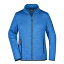 Damska Kurtka Polarowa Dzianinowa Slim JN761 - Royal Melange & Red