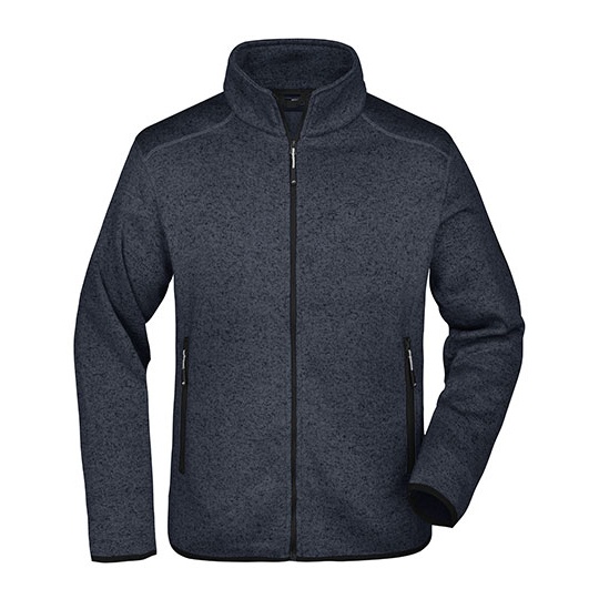 Kurtka Polarowa Slim Melanzowa JN762 - Dark Grey Melange & Silver (Solid)