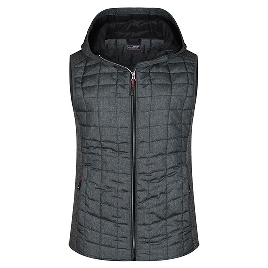 Damska kamizelka hybrydowa pikowana JN767 - Grey Melange & Anthracite Melange