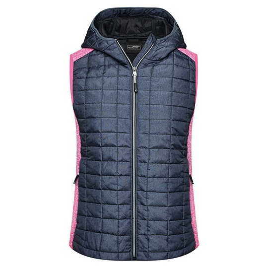 Damska Kamizelka Hybrydowa Pikowana Termoizolacyjna JN767 - Pink Melange & Anthracite Melange