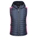 Damska Kamizelka Hybrydowa Pikowana Termoizolacyjna JN767 - Pink Melange & Anthracite Melange