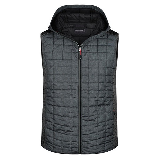 Kamizelka Meska Hybrydowa Pikowana JN768 - Grey Melange & Anthracite Melange
