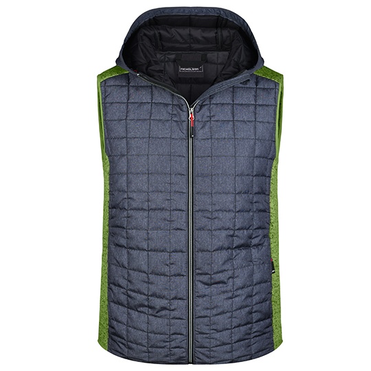 Kamizelka Męska Hybrydowa Pikowana JN768 - Kiwi Melange & Anthracite Melange