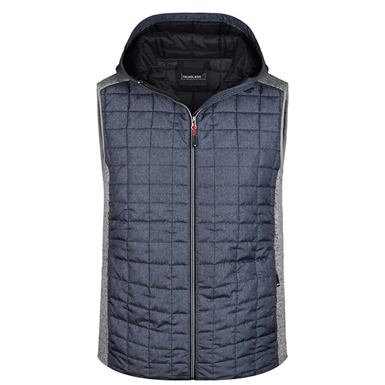 Kamizelka Meska Hybrydowa Pikowana JN768 - Light Melange & Anthracite Melange