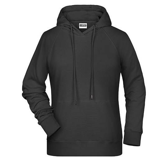 Damska bluza z kapturem raglanowa bawełniana JN8023 - Black