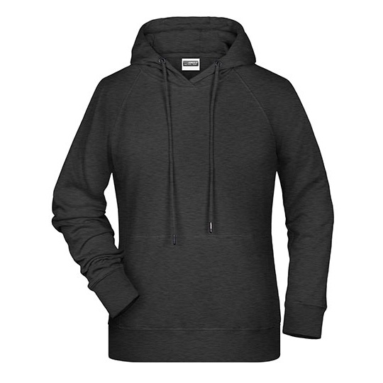 Damska bluza z kapturem raglanowa bawelniana JN8023 - Black Heather