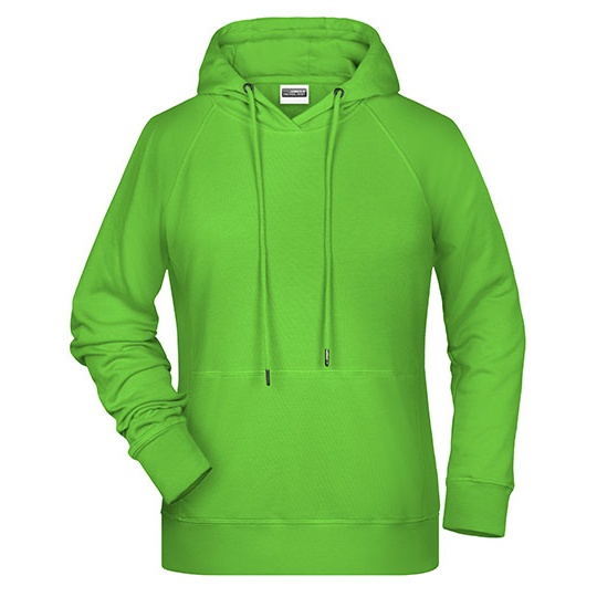 Damska bluza z kapturem raglanowa bawelniana JN8023 - Lime Green