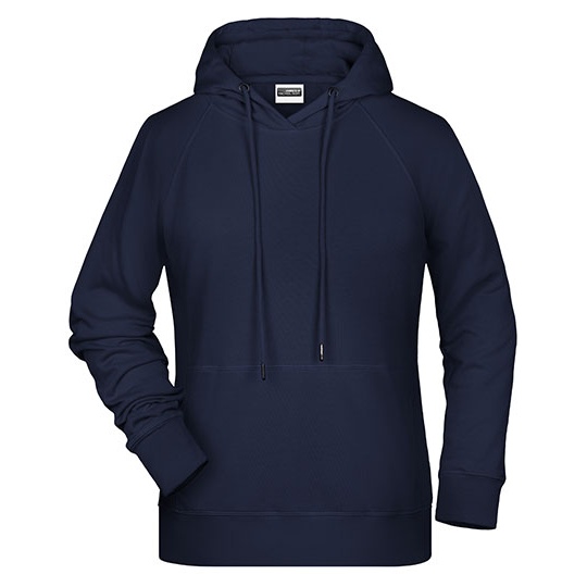 Damska bluza z kapturem raglanowa bawełniana JN8023 - Navy