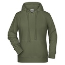 Damska bluza z kapturem raglanowa bawełniana JN8023 - Olive