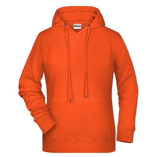 Damska bluza z kapturem raglanowa bawelniana JN8023 - Orange