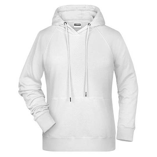 Damska bluza z kapturem raglanowa bawelniana JN8023 - White
