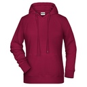 Damska bluza z kapturem raglanowa bawełniana JN8023 - Wine