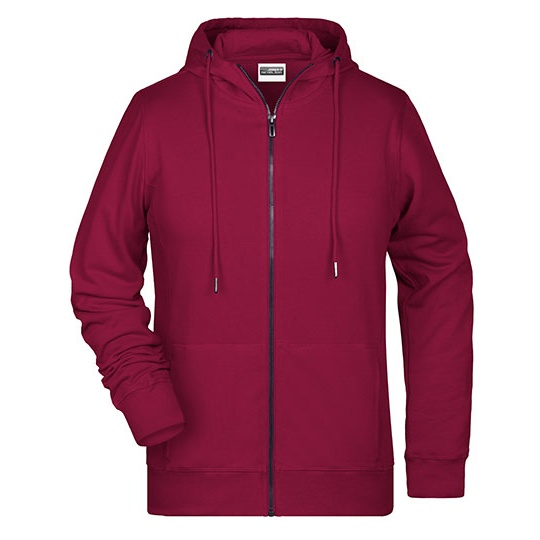 Bluza Damska Slim Rozpinana z Kapturem Komfortowa JN8025 - Wine