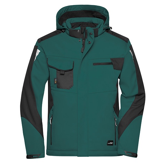 Kurtka Softshell Wiatroodporna Wodoodporna Oddychajaca JN824 - Dark Green & Black