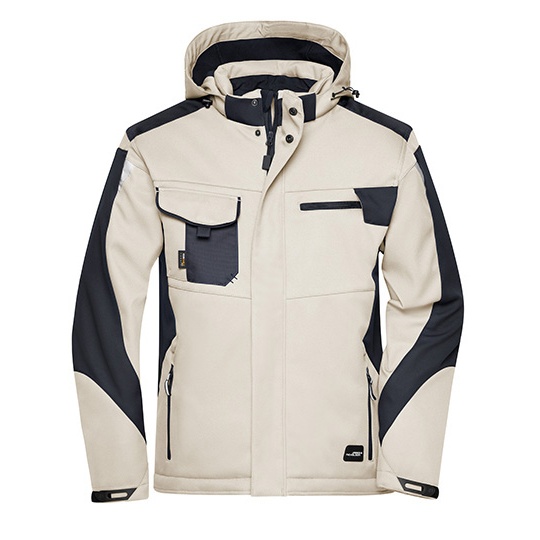 Kurtka Softshell Wiatroodporna Wodoodporna Oddychajaca JN824 - Stone & Black