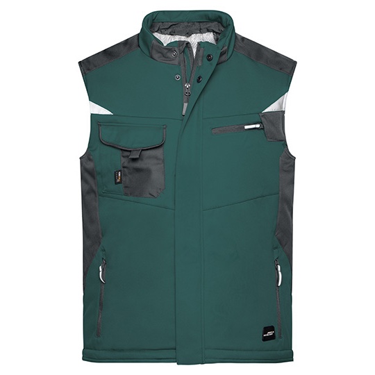 Kamizelka Robocza Softshell Odblaskowa JN825 - Dark Green & Black