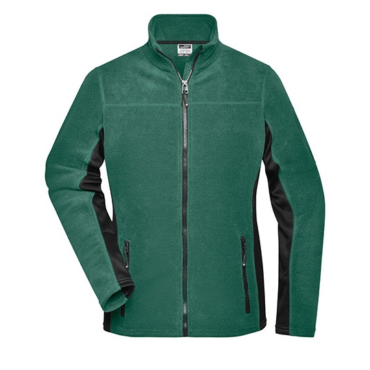 Bluza Polarowa Damska Slim Z Zamkiem JN841 - Dark Green & Black