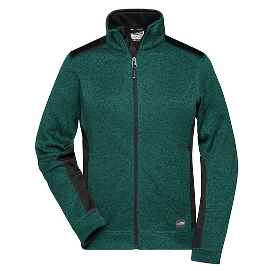 Bluza Damska Slim Dzianinowa JN861 - Dark Green Melange & Black