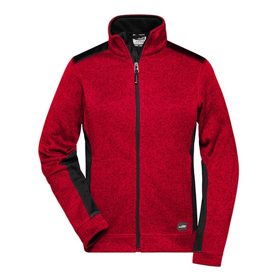 Bluza Damska Slim Dzianinowa JN861 - Red Melange & Black