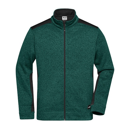 Bluza Męska Rozpinana Polarowa Robocza JN862 - Dark Green Melange & Black