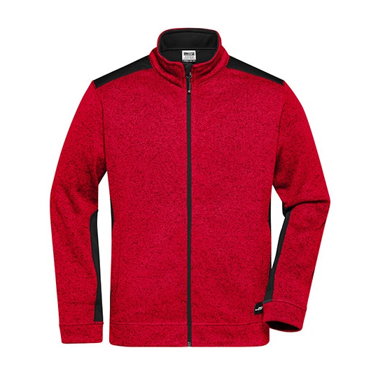 Bluza Meska Rozpinana Polarowa Robocza JN862 - Red Melange & Black