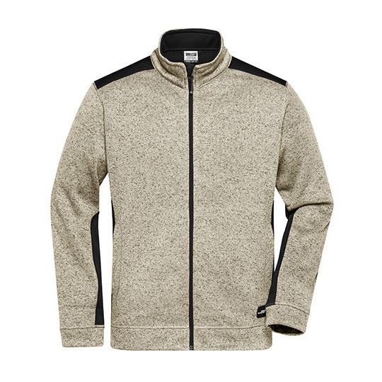 Bluza Męska Rozpinana Polarowa Robocza JN862 - Stone Melange & Black