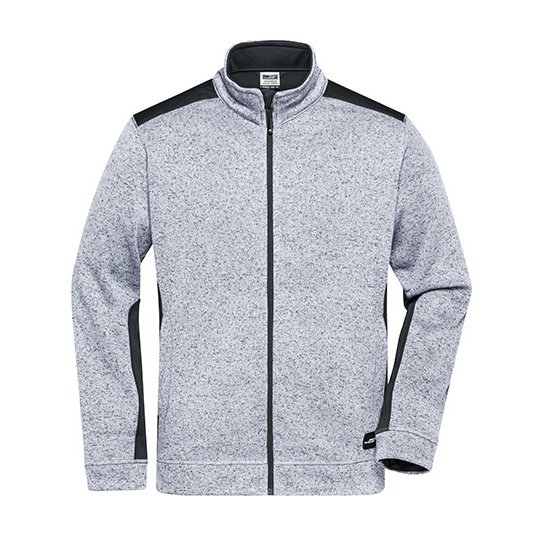 Bluza Meska Rozpinana Polarowa Robocza JN862 - White Melange & Carbon