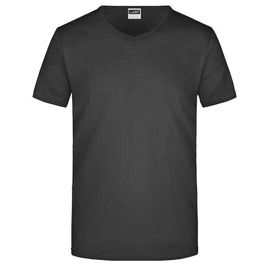 Koszulka Meska Slim Dekolt V Bawelniana JN912 - Black