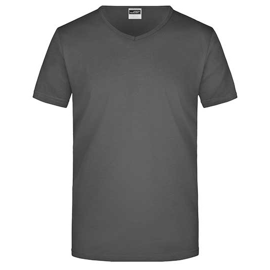 Koszulka Męska Slim Dekolt V Bawełniana JN912 - Graphite (Solid)