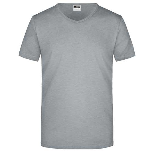 Koszulka Męska Slim Dekolt V Bawełniana JN912 - Grey Heather