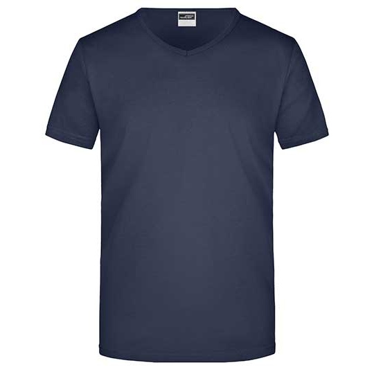 Koszulka Meska Slim Dekolt V Bawelniana JN912 - Navy